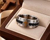 Black Onyx Cross Wedding Ring Men — photo 7