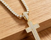 Sterling Silver Iced Cross Pendant with Cubic Zirconia Moissanite — photo 4