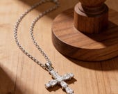 Dainty Teardrop Cross Necklace 925 Sterling Silver — photo 3