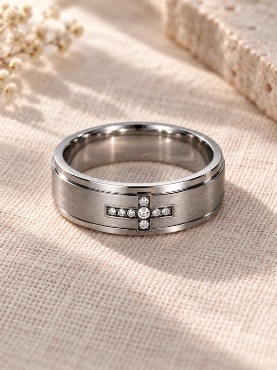 Diamond Cross Wedding Ring Women