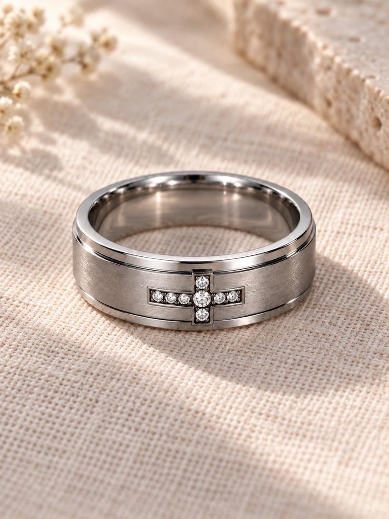 Diamond Cross Wedding Ring Women