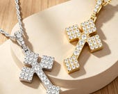 Sterling Silver Pavé Cross Pendant with Zirconia or Moissanite — photo 2