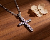Purple Zirconia Cross Choker Necklace Women — photo 7