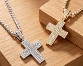 Sterling Silver Baguette Cross Pendant with Cubic Zirconia — photo 2