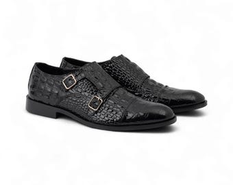 Handmade Black Crocodile Print Full-Grain Leather Loafers | Stylish Durable & Comfortable Men's Shoes | Perfect for Formal Casual Occasions