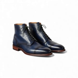 Handmade Black Leather Ankle Boots: Men's Zipper Dress Boots