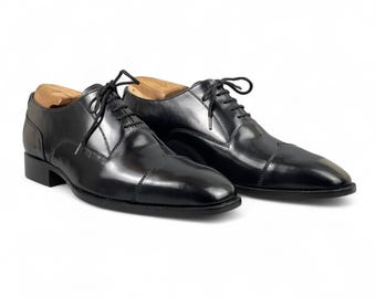 Handgefertigte Schwarze Flügelspitze Lederschuhe | Elegante Schnür-Formelle Schuhe für Männer | Perfekt für Business & besondere Anlässe