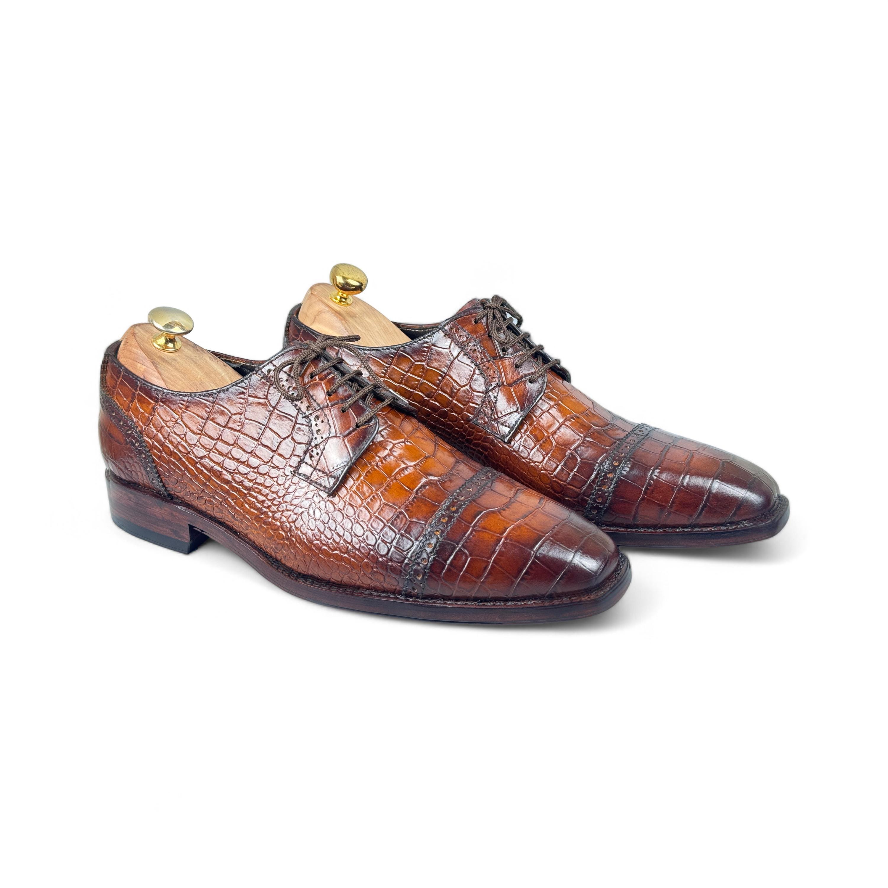 Mauro Vintage Alligator Cap Toe Lace Up Oxford Shoes 10 Turn heads the moment you walk in. Crafted for men who know  main image 3