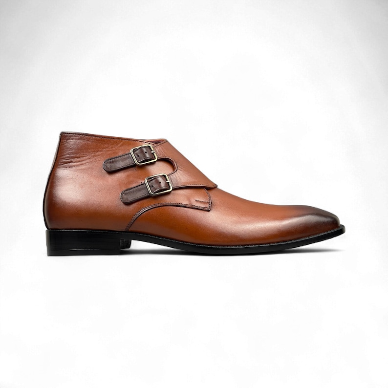 Close-up of the double monk strap design, offering a stylish and secure fit for any occasion.