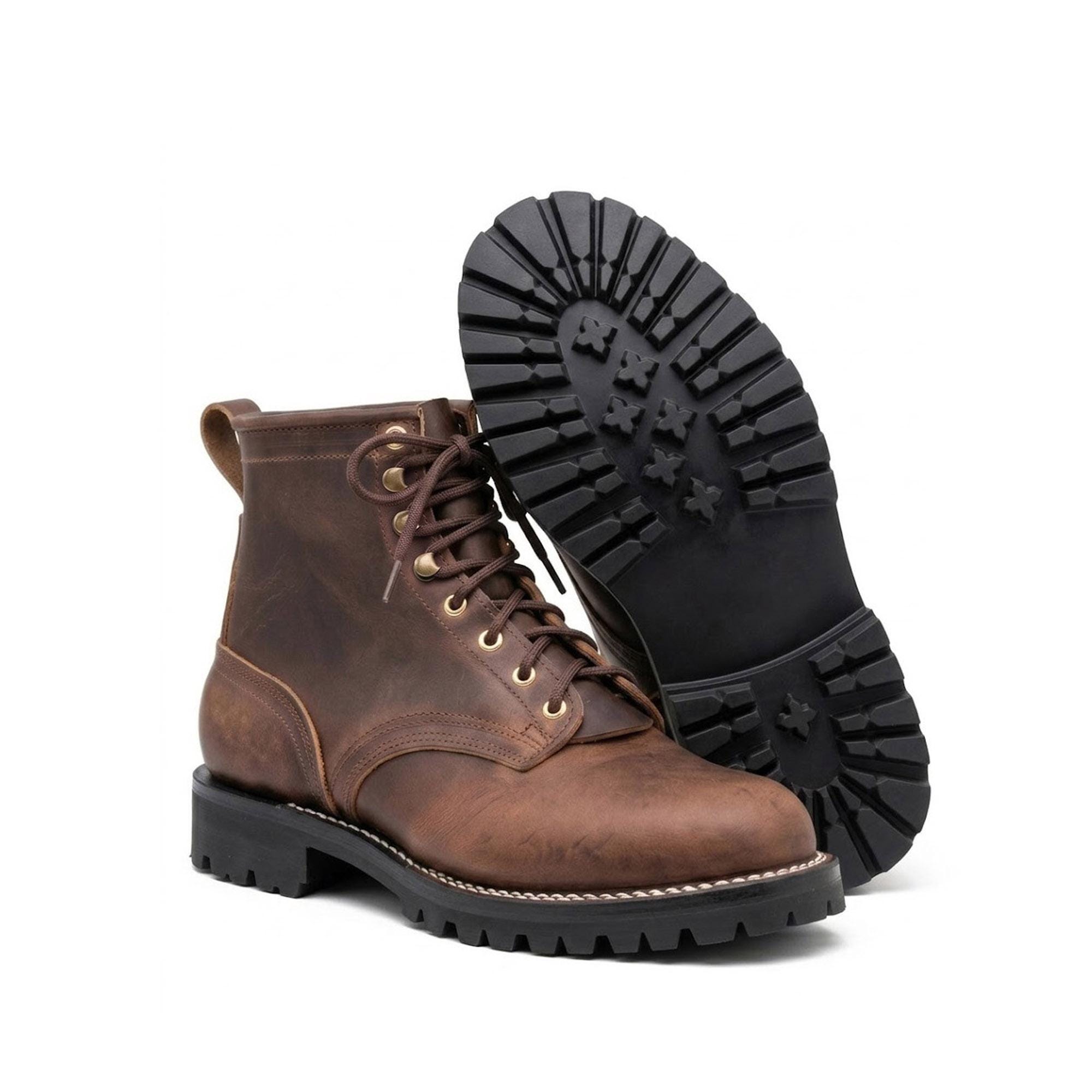 Lug Sole Guy Combat Boots MONKSTORY Mens Black Combat Boots