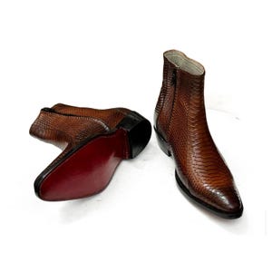 Leather Sole View – Durable leather sole of Handmade Men’s Zipper Ankle Boots, offering superior traction and long-lasting wear.