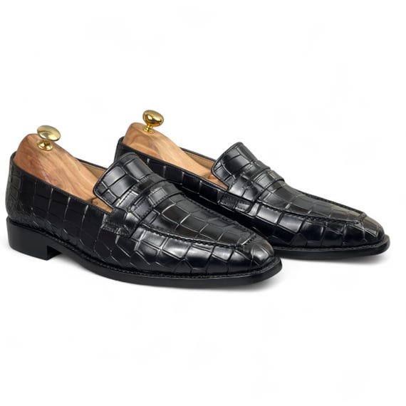 Handmade Black Penny Loafers | Premium Leather Slip-on Shoes 