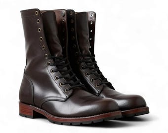 Handmade Mens Brown Full-Grain Leather Lace-Up Ankle Boots | Stylish, Durable & Comfortable Leather Boots for Everyday Wear