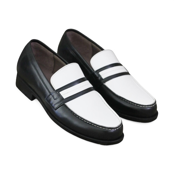 green emerald velvet dress Leather Penny Loafers | Black & White