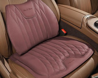 Juego de cojines de asiento de cuero napa personalizados con soporte lumbar, almohadilla ergonómica de espuma viscoelástica de ajuste universal para sillas de coche y oficina.