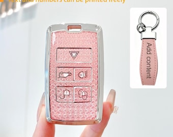 Geschikt voor Land Rover, Range Rover Sport, Evoque en Discovery 5. Aanpasbare TPU-sleutelhouder met diamanten en glitters, uniek kristallen cadeau voor meisjes.