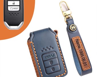 Personalized HandSewn high quality Cowhide Leather Car Key Fob Cover for  Civic Accord Pilot CRV Pilot Passport Insight Odyssey,2-4button