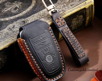 Handmade personalized leather Key Fob Cover for  Bronco F150 Explorer Mustang Escape Mach E F250 Truck King Ranch Expedition