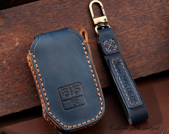 Personalized handmade genuine leather key fob cover For 2025 2024 2023 2022 2021 2020 Kia Carnival Cadenza ( 7 Buttons)