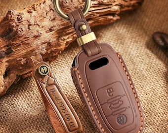 Personalisierte Hand Nähen Rindsleder Autoschlüssel Fob für Audi R8 Q5 Q7 S3 S4 S5 S6 S7 S8 SQ5 XS