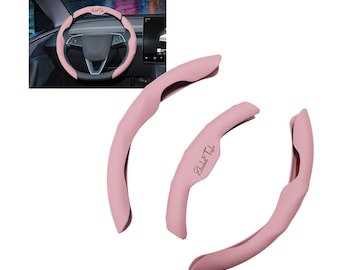 Coprivolante personalizzato in pelle Nappa rosa, grazioso accessorio antiscivolo per auto da donna, decorazione universale per auto femminile