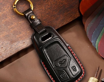 Personalisierte Handgenähte neue Art High-End und einfache echtes Leder Mädchen Auto Schlüsselanhänger Abdeckung Fit für Audi Serie