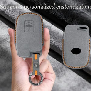 Personalized Suede Key Cover fit for Toyota Tacoma 4Runner Land Cruiser Prado RAV4 Camry Highlander 2 Buttons Hand-sewn key case