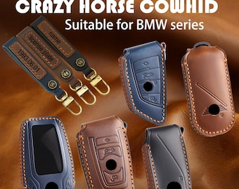 Copriauto per la serie BMW, custodia per portachiavi, portachiavi in pelle di vacchetta di alta qualità, personalizzato, cucito a mano, regalo