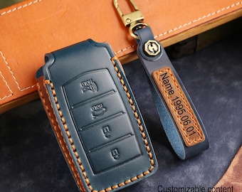 Gepersonaliseerde handtailor hoge kwaliteit rundleer autosleutelhanger hoes voor Genesis G80 G90 G70 met 4 knoppen!
