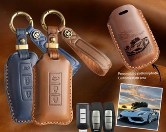 Hand-stitched Key Cover for Mitsubishi,genuine Leather Protective