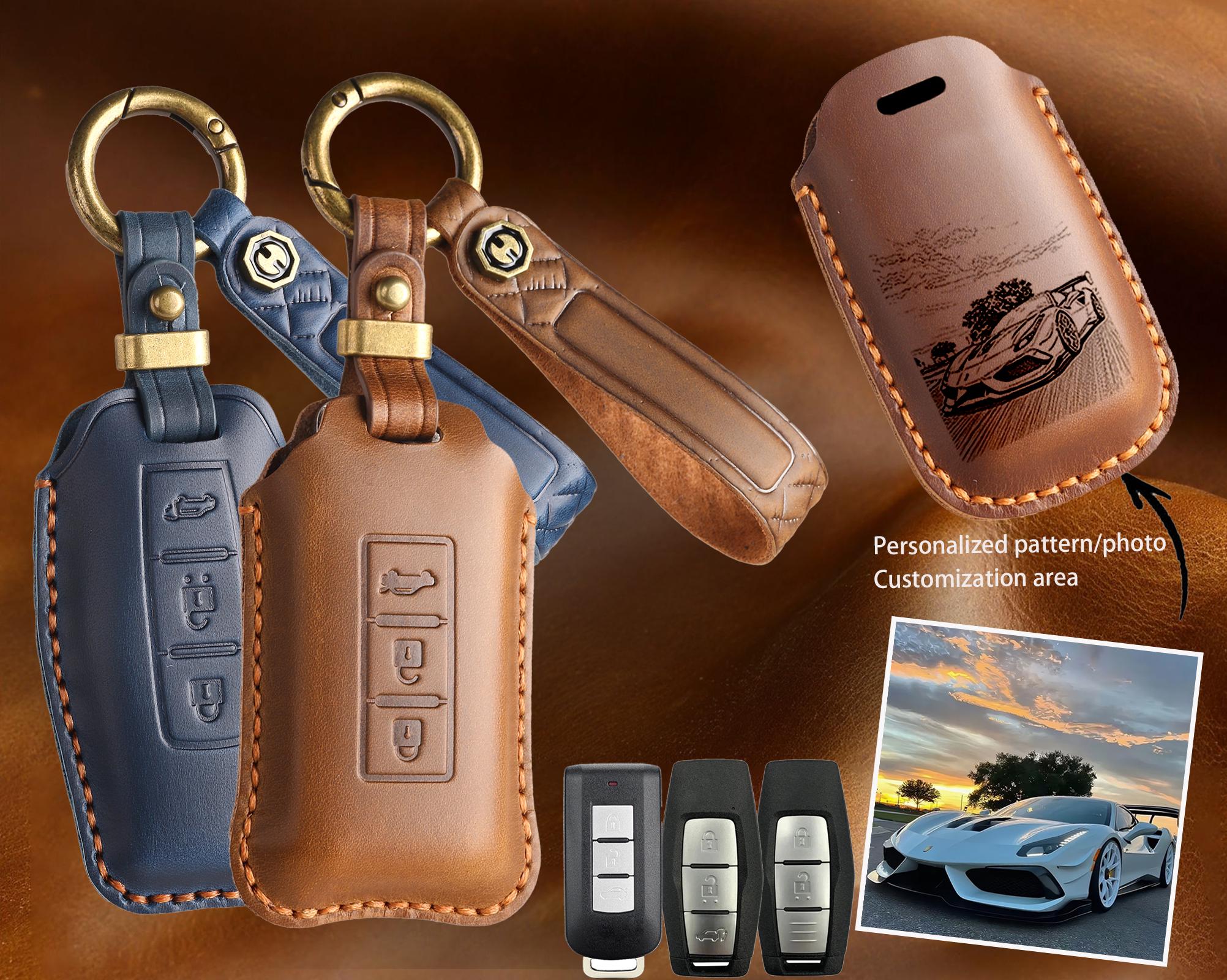 Hand-stitched Key Cover for Mitsubishi,genuine Leather Protective