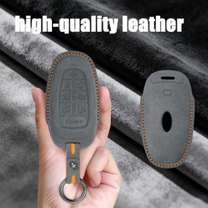 Gepersonaliseerde suède sleutelhanger voor Hyundai Ioniq 5 2024 2023 2022, handgemaakte Hyundai autosleutelzakje met 8 knoppen