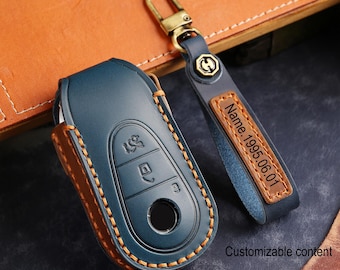 For Mercedes Benz 3 Button Brown Remote Fob Bag PU Leather