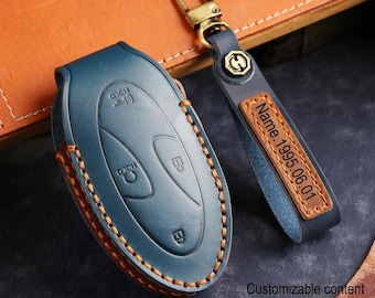 Personalized HandSewn high quality Cowhide Leather Car Key Fob Cover for Hyundai Elanrtra Sonata Ioniq Santa Fe Santa Cruz KONA Tucson