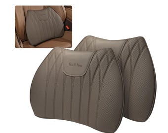 Personalized Nappa Leather Car Seat Cushion & Lumbar Support Set,Ergonomic Seat Pad for Back Pain Relief, Universal Fit for Car SUV Truck