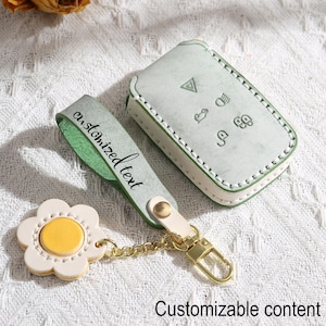 Compatible con la funda para llave de coche Land Rover Range Rover 2018-2026, personalizada, cosida a mano, de nuevo tipo, funda para llave de cuero genuino de alta gama, 5 botones