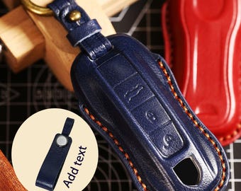 Personalized HandSewn new type High-end and simple genuine leather Car Key Fob Cover Fit for Porsche 911 Cayenne Panamera TAYCAN