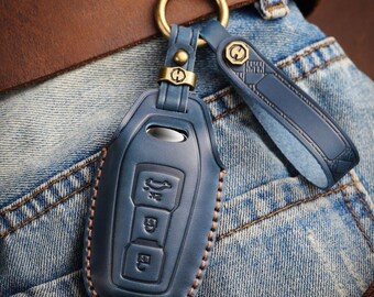 Custom Line From Photo,handcrafted retro leather cover cowhide key case Fit for Audi A3 A5 A6 Avant E-tron SQ5 SUV Q6 Sportback E-tron