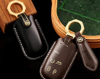 Maßgefertigte Rindsleder Schlüsselanhänger für Dodge Ladegerät Kompatibel für Dodge Challenger Durango Wrangler Wrangler, Exquisites Geschenk