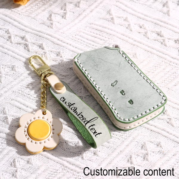 Funda para llave de coche Lexus, personalizada, cosida a mano, de cuero genuino de alta gama.