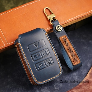 Funda para llavero de coche de piel de vaca personalizada y hecha a mano para Range Rover, Jaguar XE, XJ, XF, Land Rover Sport, Velar, Evoque, Defender y Discovery.