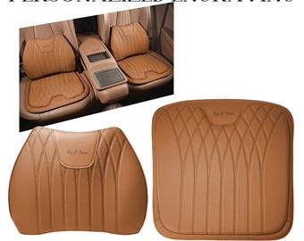 Conjunto de almofadas de assento com suporte lombar em couro napa, espuma viscoelástica ergonômica, tamanho universal.