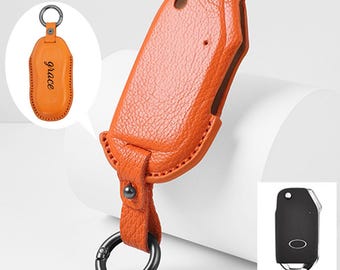 Personalized HandSewn goatskin Car Key Fob Cover for Kia Picanto K5 Sportage Seltos Sports Ceed Xceed Sport Niro flip key holder 3 Buttons