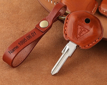 Funda de llave de motocicleta de cuero genuino cosida a mano y personalizada para Triumph Sport 660, Trident 660, 900, 1200, Triple 765 R S