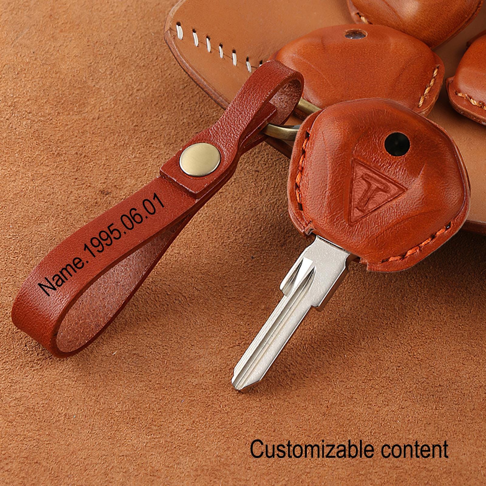 Personalized Handsewn Genuine Leather Motorcycle Key Cover for