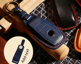 Personalized HandSewn key fob case for Mercedes Benz Maybach McLaren AMG Smart Remote Key genuine leather car key cover