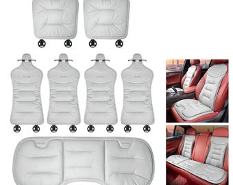 Personalized Nappa Leather Car Seat Cushion, Universal Fit, Non-Slip Support