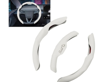 personalized nappa leather White steering wheel cover/Universal Fit