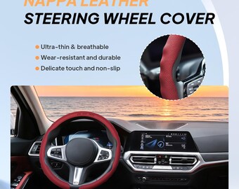 Custom Nappa Leather Fits for Audi BMW Ford Volvo Hyundai ... Steering Wheel Cover, Anti-Slip Breathable, O/D Shape, Personalized Accessory