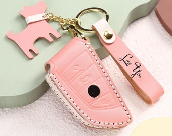 Personalized HandSewn new type High-end genuine leather Car Key Fob Cover for BMW 2 5 6 7 series X1 X2 X3 X5 X6 X7 series etc ，girls key bag